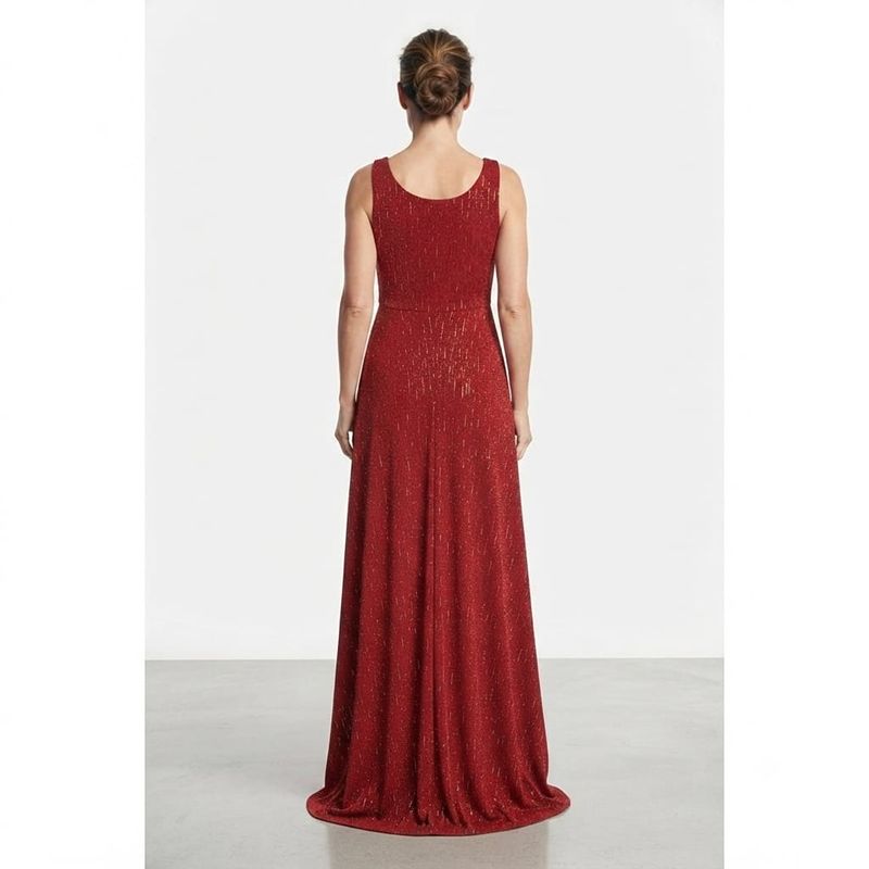 Elegant Crimson Shimmer A-Line Evening Gown for Women