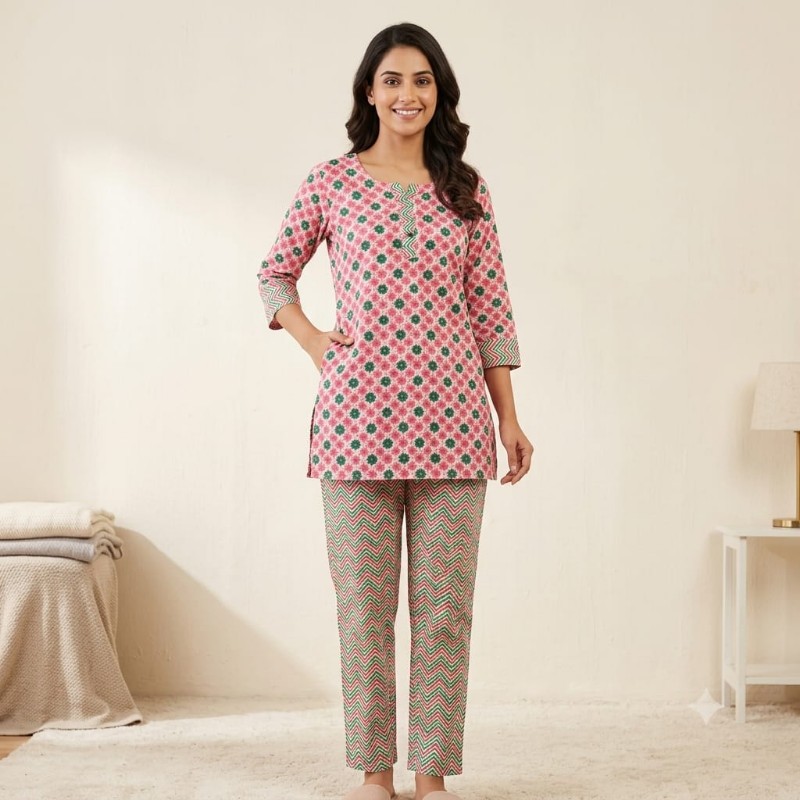 Women’s Floral Tunic and Chevron Trouser Lounge Set