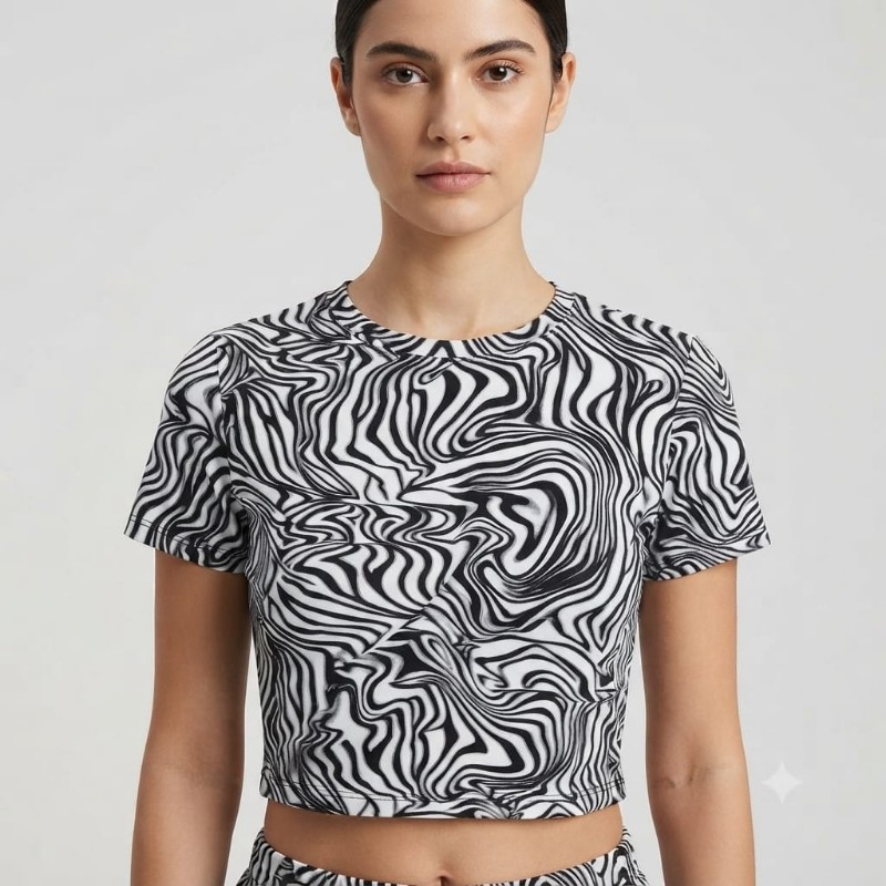 Women’s Monochrome Abstract Print Co-ord Set