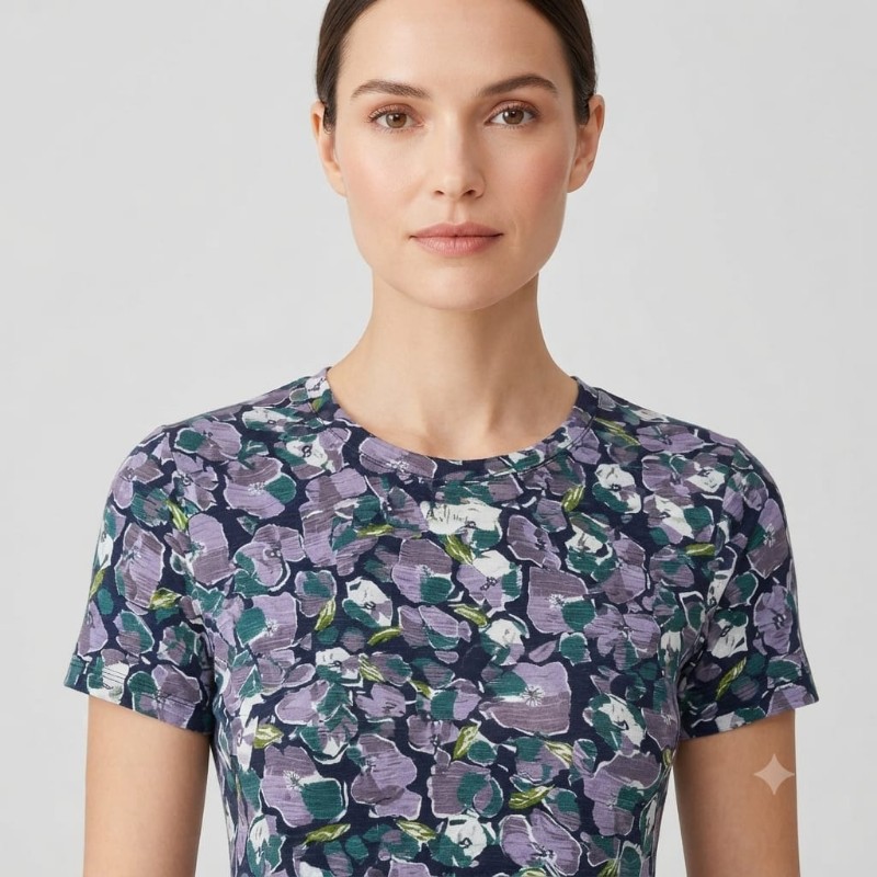 Women's Purple Abstract Print Short Sleeve Top and Lounge Pants Set