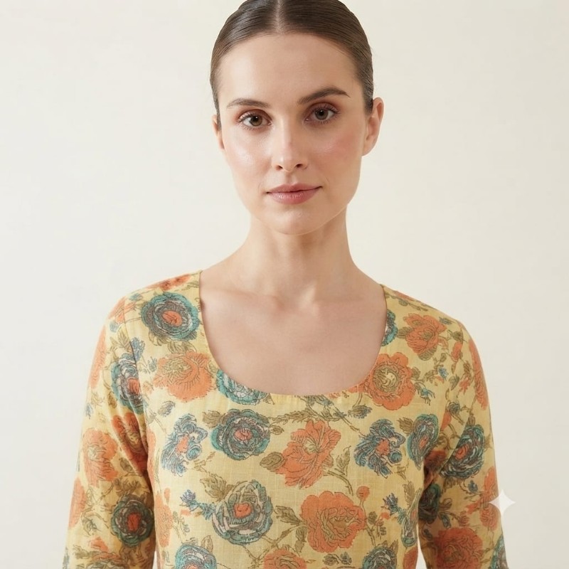 Womens Floral Printed Midi Dress