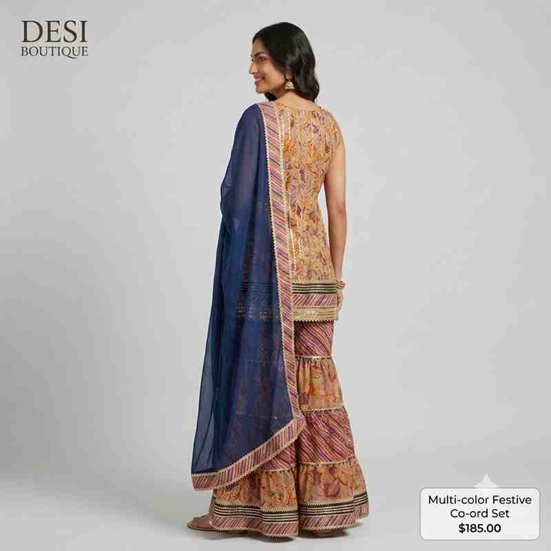 Elegant Multi-Color Festive Sharara Co-ord Set with Dupatta